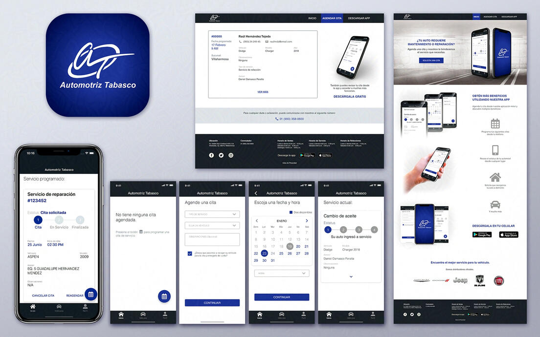 Automotriz Tabasco - Appointment app for automotive services (App and web pages)
